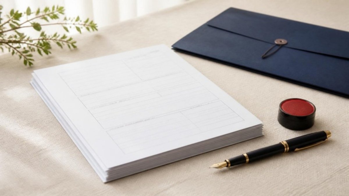 行政書士に依頼する前に確認する申請書類と万年筆、印鑑